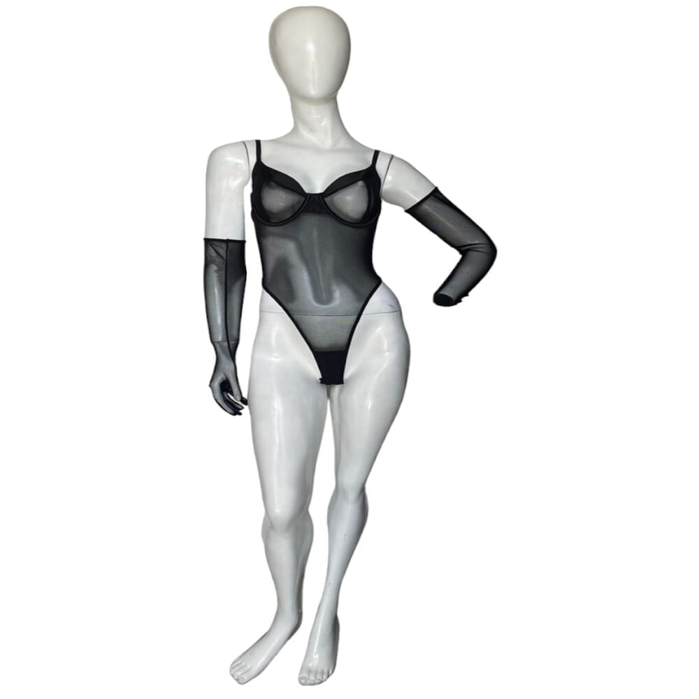 Body de Malla Elegante con Guantes Lenceria Exclusiva LENCERIA EXCLUSIVA Body de Malla Elegante con Guantes