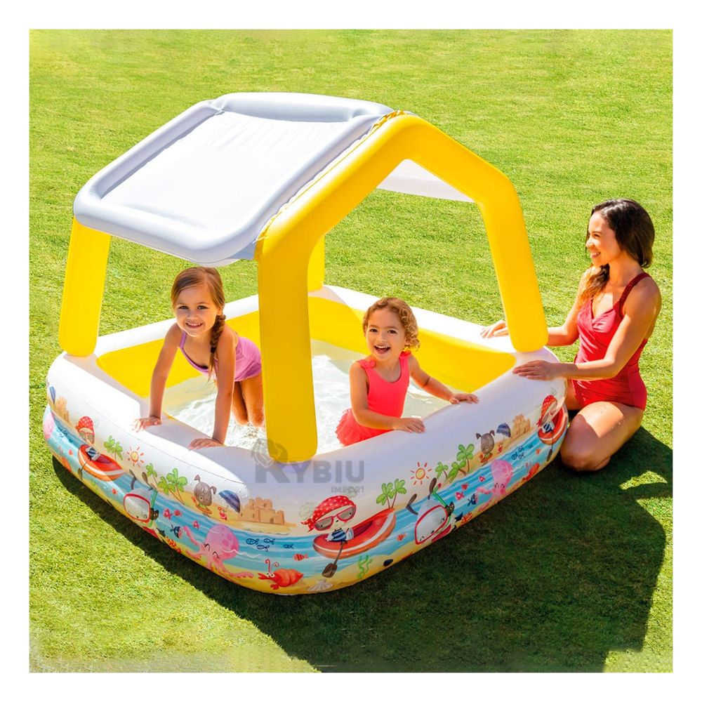 Piscina para Jardin Cuadrada Desmontable Multicolor