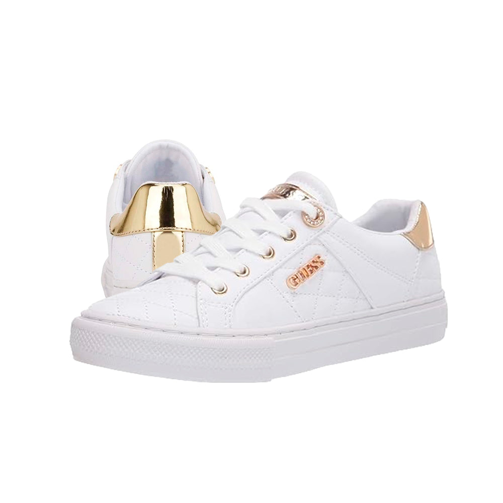 Zapatillas Guess Loven Blanco con detalles Dorados para Mujer - Sanllo Talla 38.5