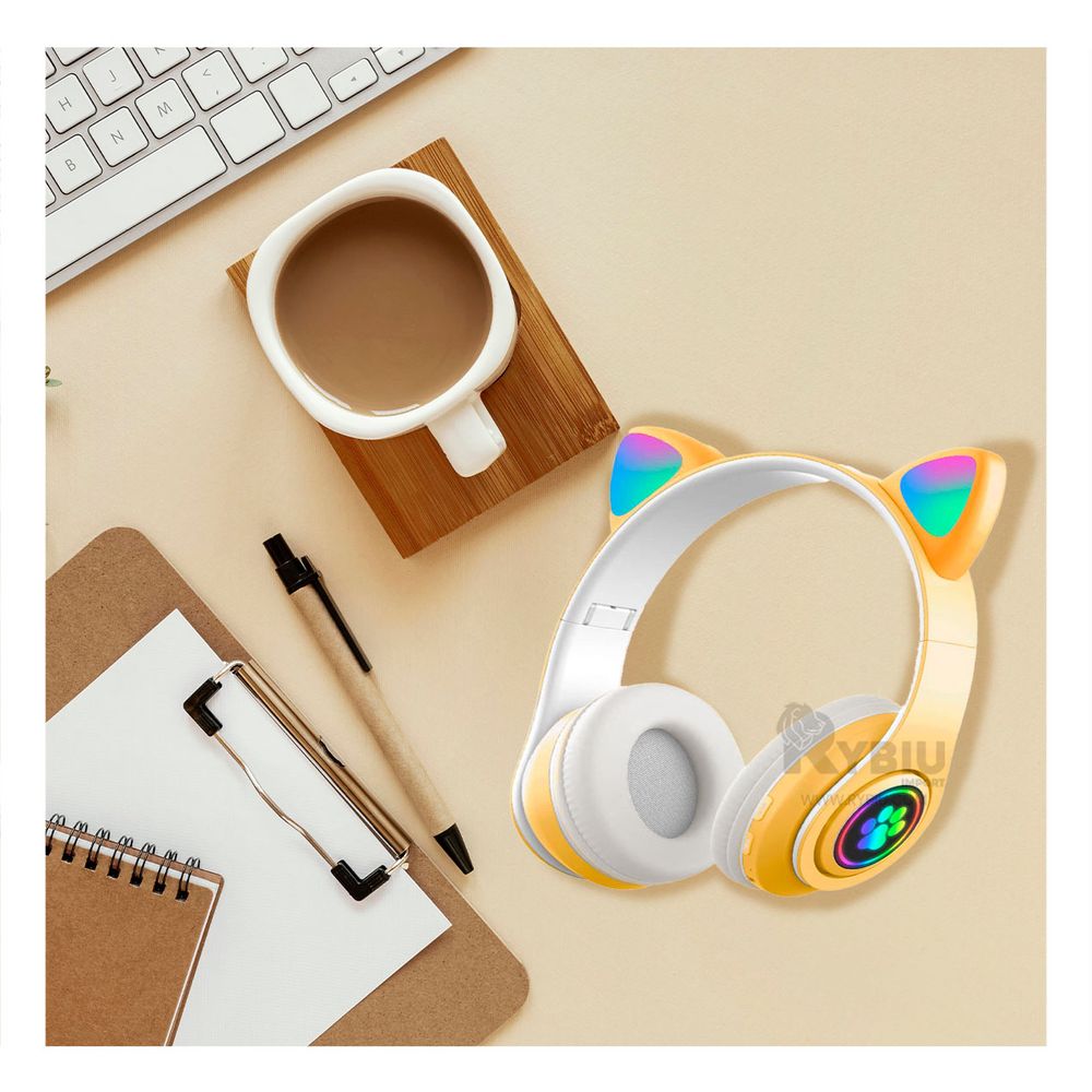 Headphones Divertido en Color Amarillo Y+Post-it adhesivos