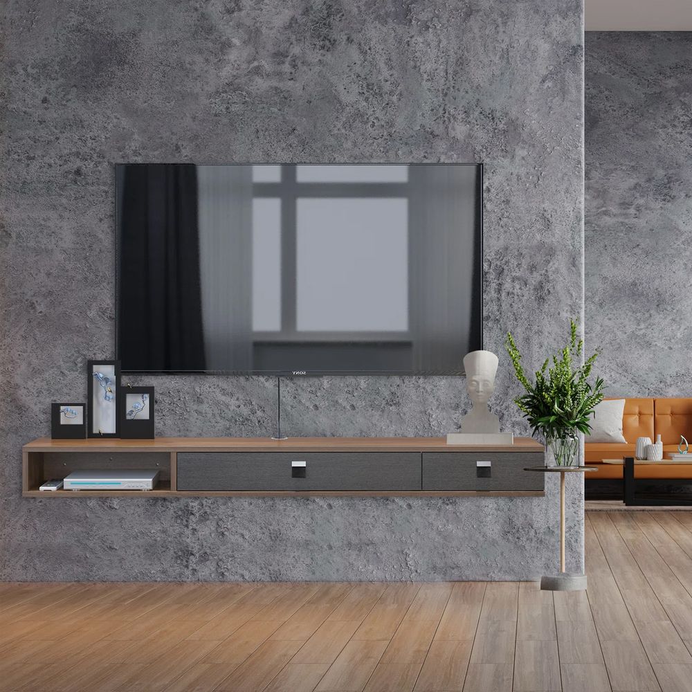 Mesa de TV Flotante 55” Camelia Ventitas Home Color Plomo y Bellota Mesa de TV Flotante 55” Camelia Ventitas Home Color Plomo y Bellota