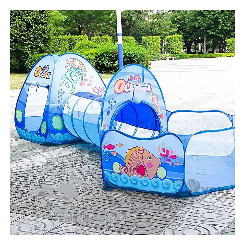 Carpa con Piezas y Tunel en Celeste Y+Stickers