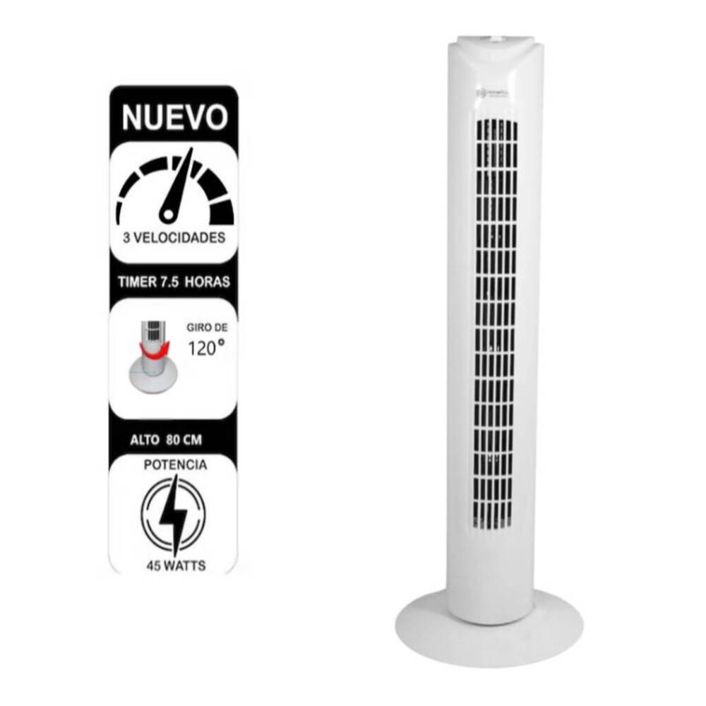 Ventilador Torre 3 Velocidades 45w con Temporizador