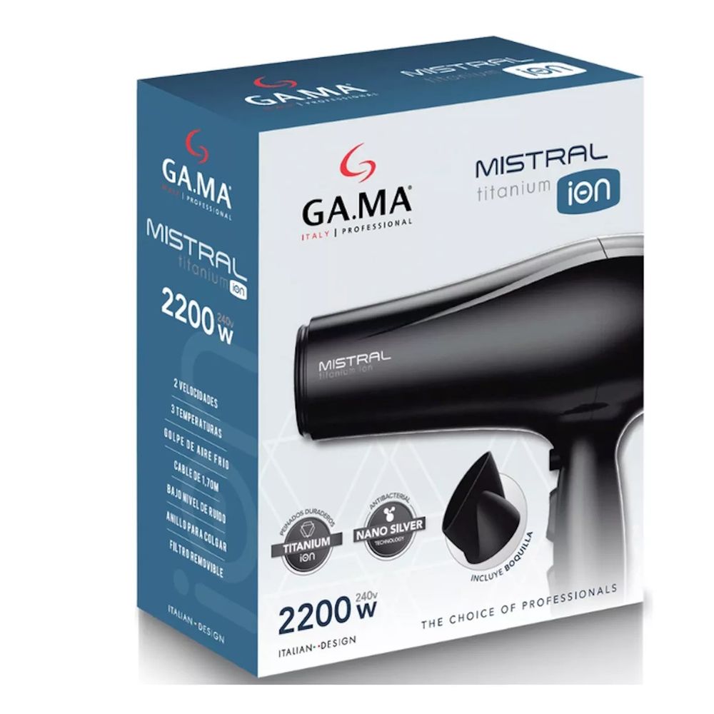 Secadora De Cabello Gama Titanium Ion 2200w 2 Vel + Boquilla