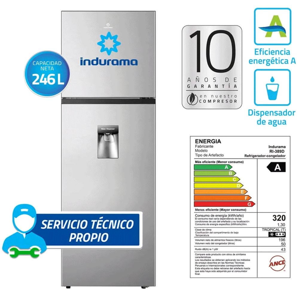 Refrigeradora Indurama RI-389D 246L No Frost Croma