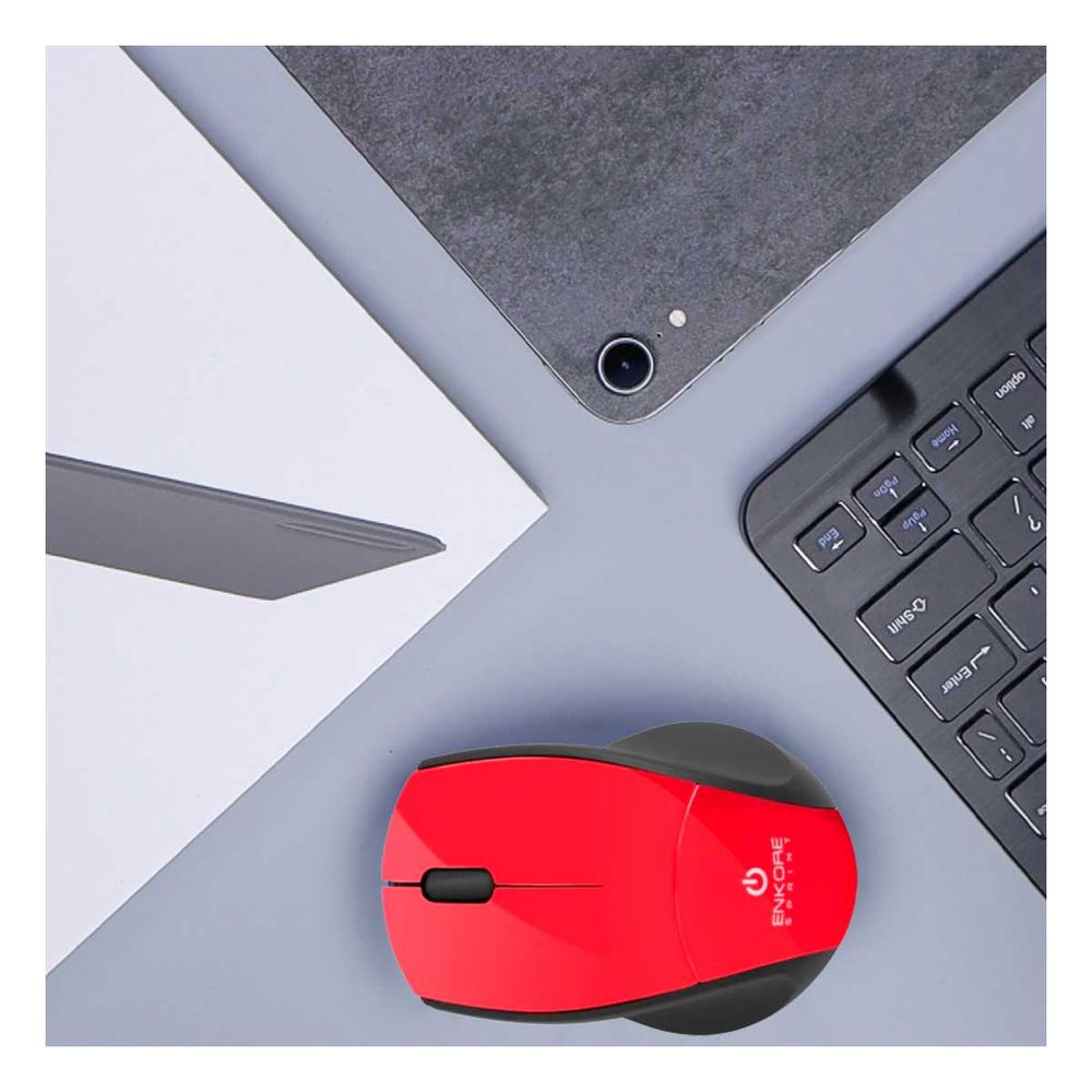 Mouse Moderno para Trabajo en Color Rojo Y+Papel de Regalo