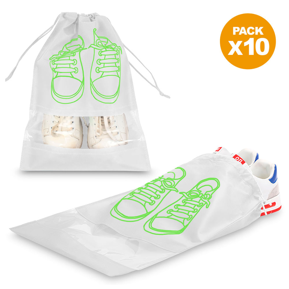 Pack X10 Bolsa Organizador Protector de Zapatos para Viaje Blanco BZ3 Pack X10 Bolsa Organizador Protector de Zapatos para Viaje Blanco BZ3