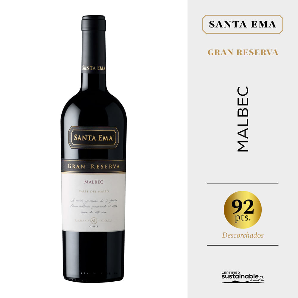 Vino Tinto SANTA EMA Gran Reserva Malbec Botella 750ml