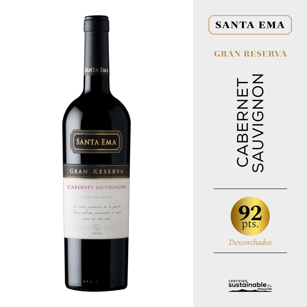 Vino Tinto SANTA EMA Gran Reserva Cabernet Sauvignon Botella 750ml