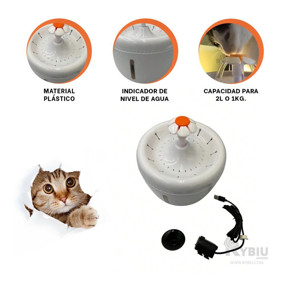 Fuente Manejable para Rellenar Agua para Gatos Color Blanco - Oechsle