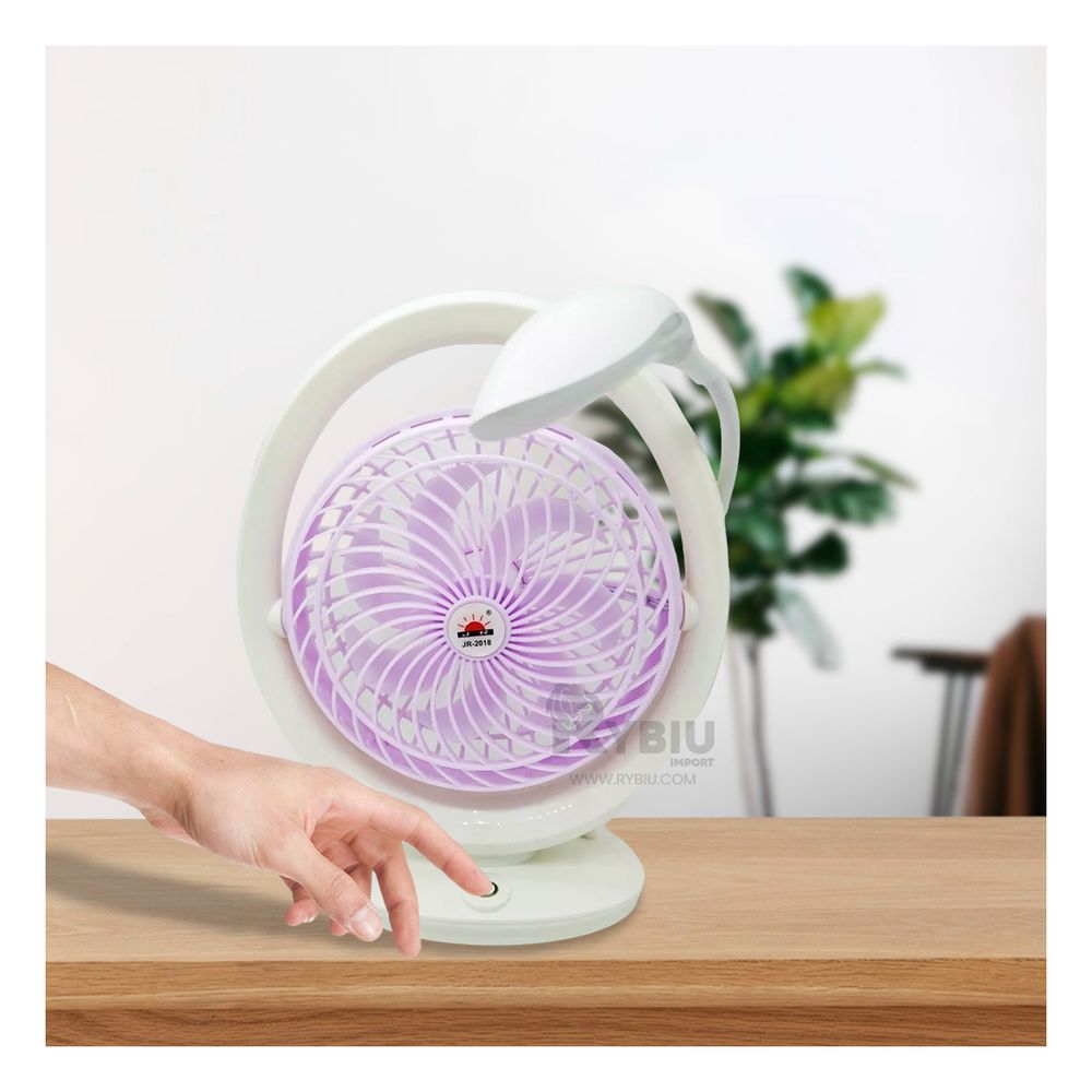 Ventilador Recargable de Mesa con Lampara en Color Lila