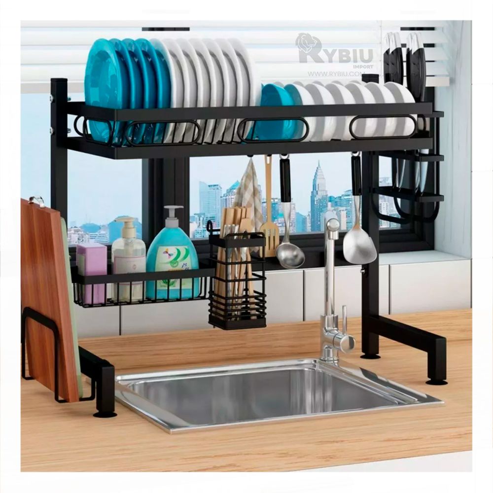 Escurridor Elegante de Platos Diseño Negro de 85cm