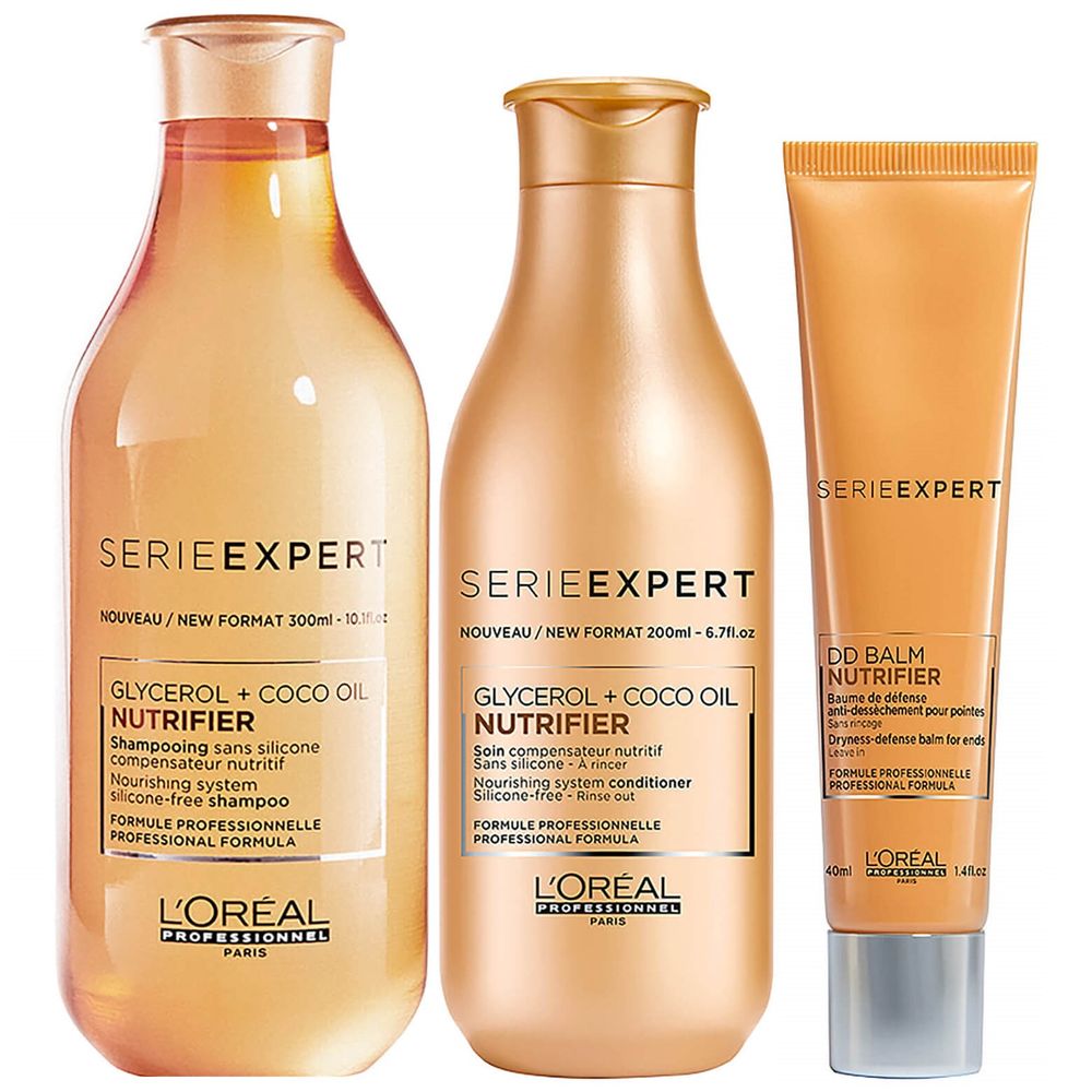 Shampoo con Aceite Coco + Conditioner + DD Bálsamo LOreal Nutrifier Oechsle