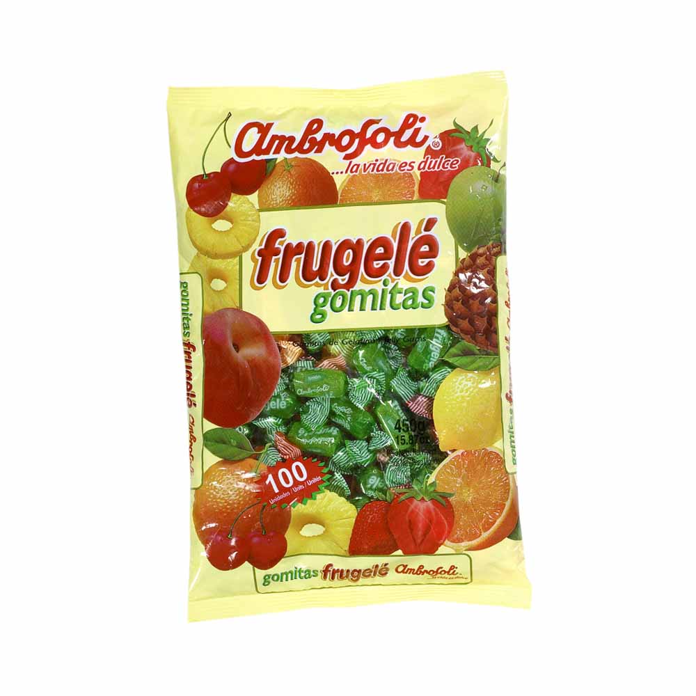 Gomas Dulces AMBROSOLI FRUGELÉ Sabor Limón Naranja Piña Bolsa 430g