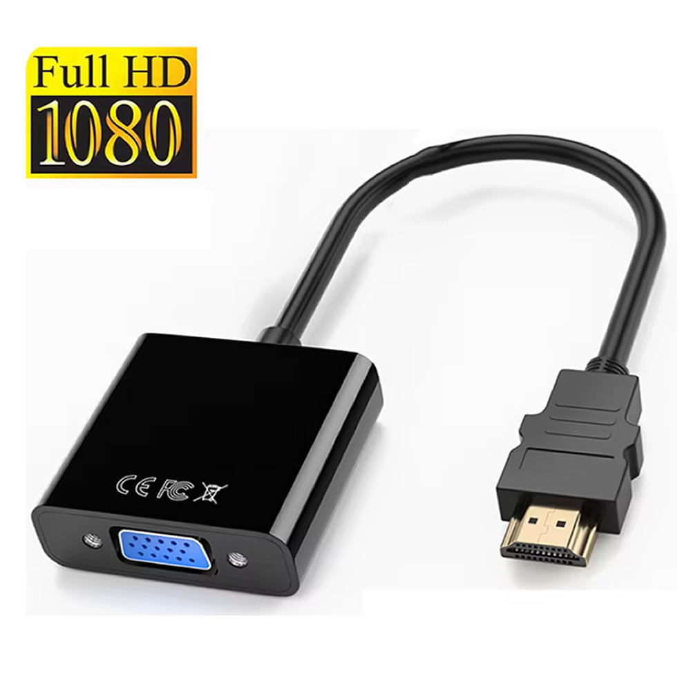 Adaptador HDMI HD 1080P Compatible con VGA Negro