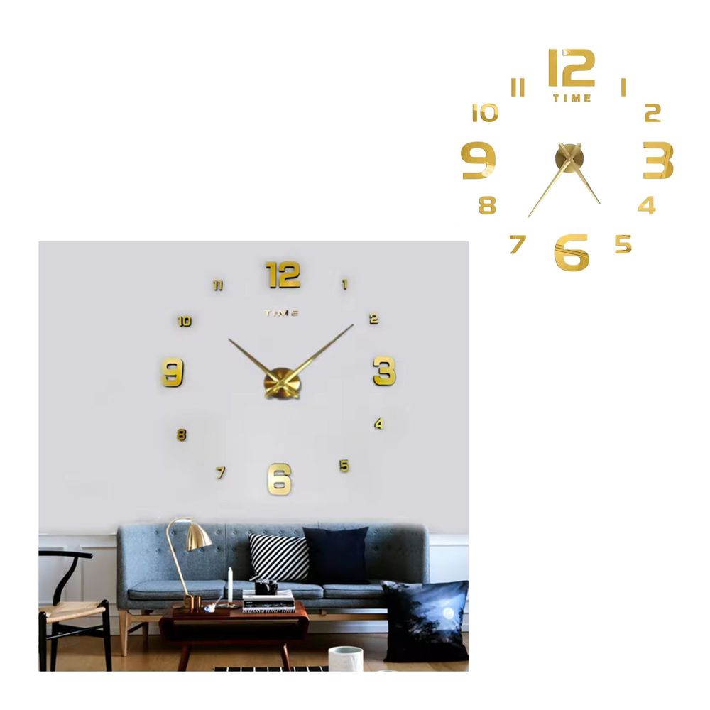 Reloj  Gigante Adhesivo para Pared Generico Dorado