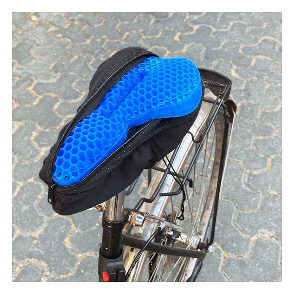 Asiento de Gel para Bicicleta con Funda Protectora Azul Asiento de Gel para Bicicleta con Funda Protectora