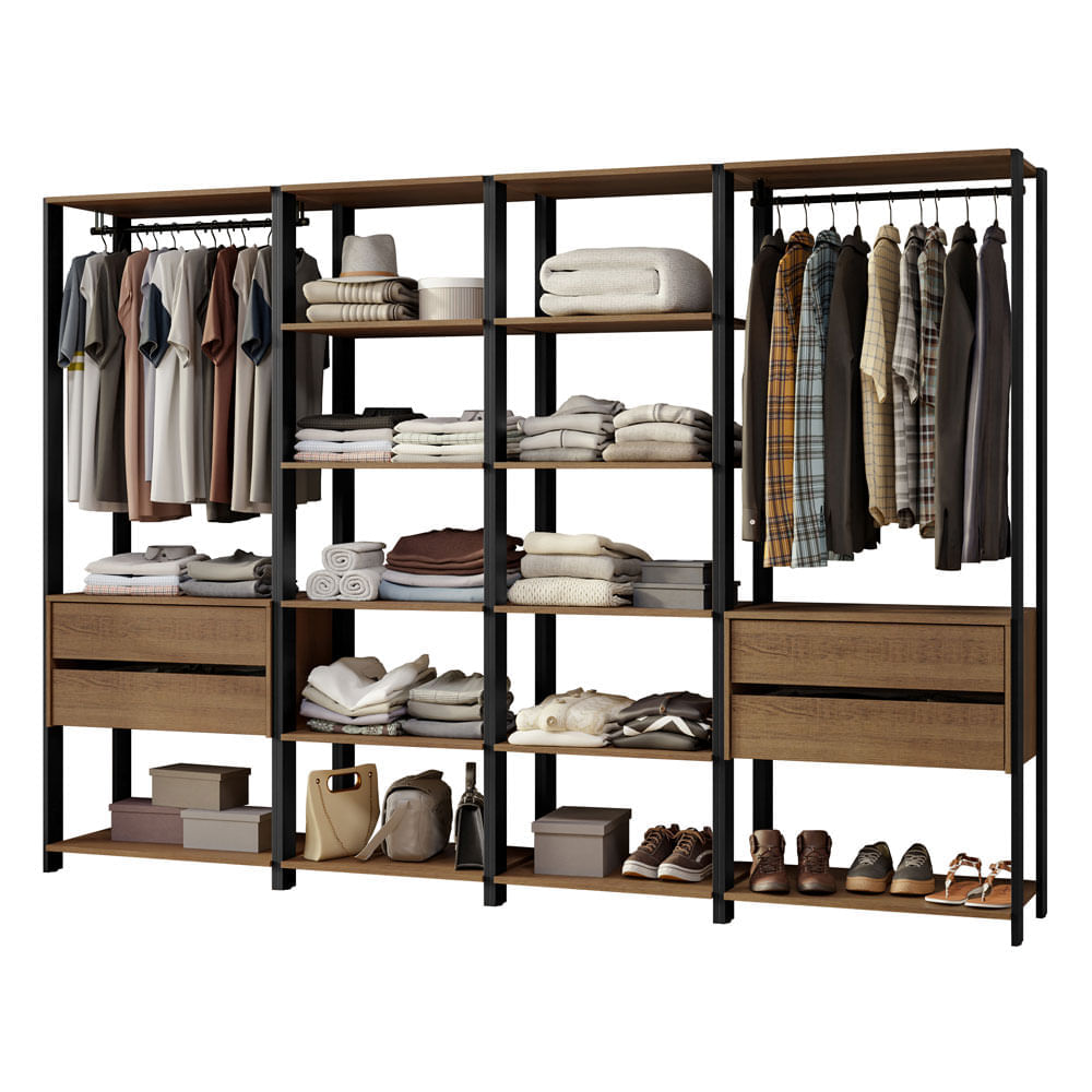 Ropero Valencia 258 cm Marrón/Negro 02
