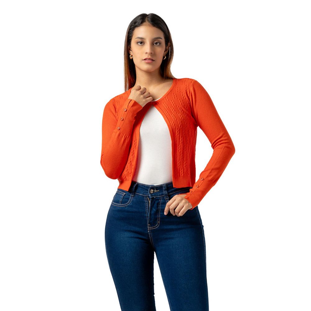 Cárdigan Corto de Cashemira para Mujer Color Naranja XS