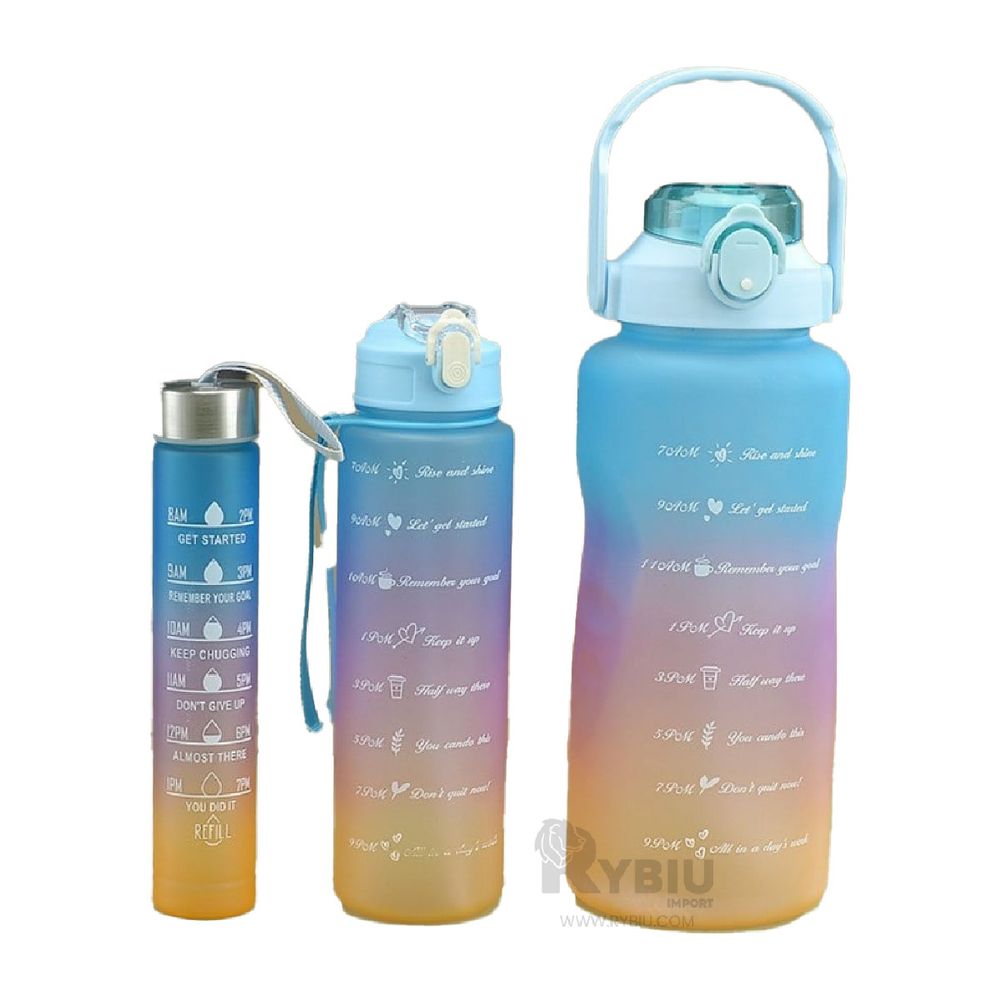 Set de Tomatodos de 2L 1L y 300 ml con Tapa Color Verde Agua