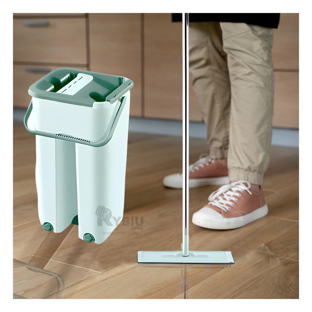 Trapeador Magico 360 con Balde Centrifugador Verde agua