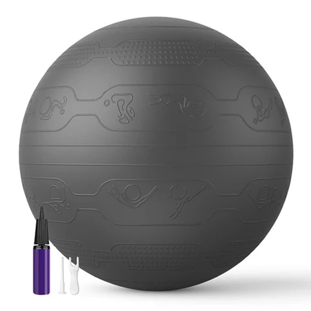 Pelota de Yoga de 65cm con Ilustraciones  - Negro