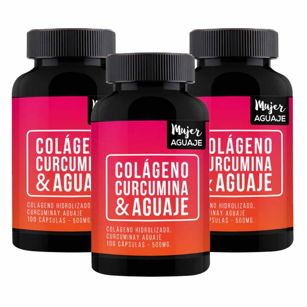 Colágeno, Curcumina y Aguaje 500 mg Mujer Aguaje Pack x 3