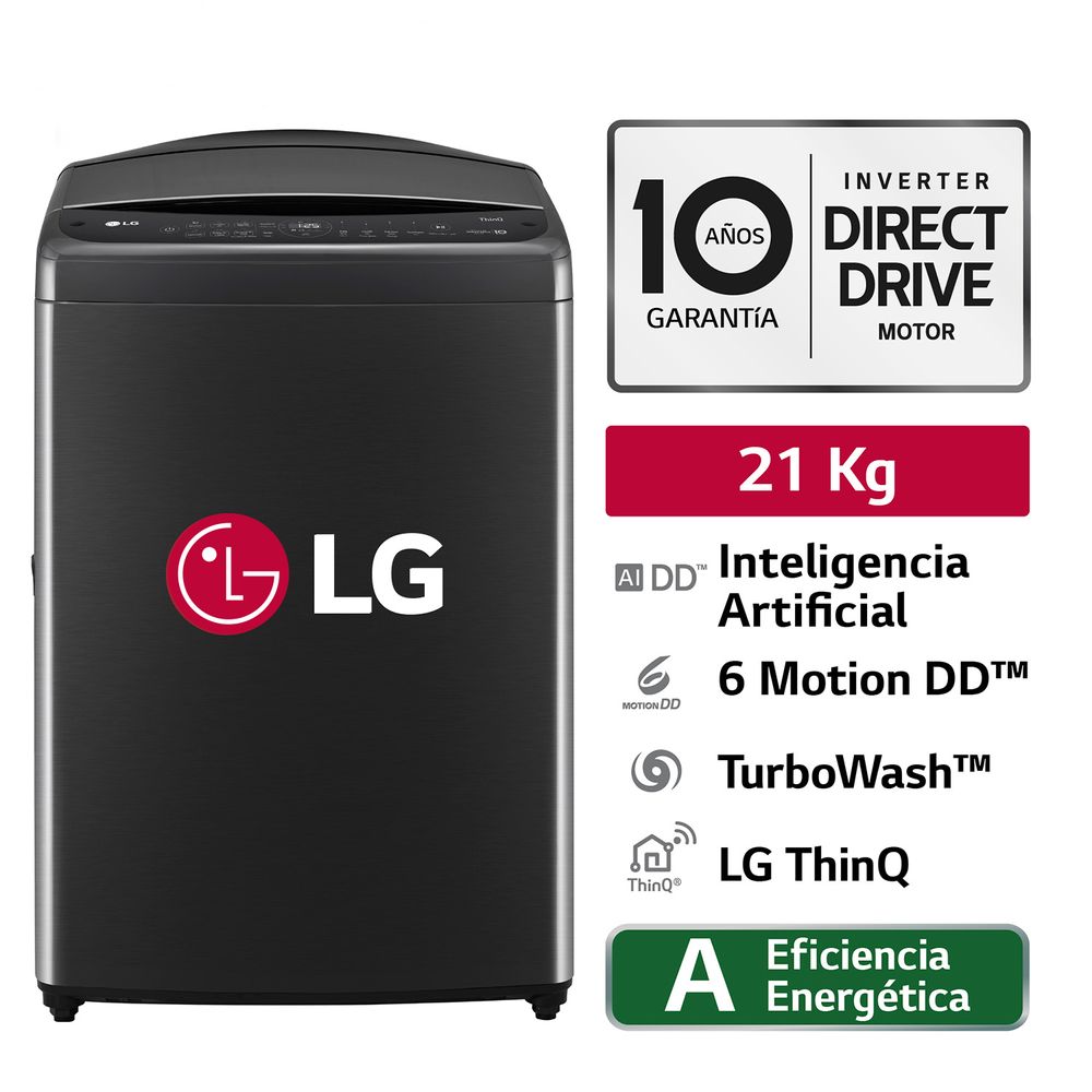 Lavadora LG WT21PBV6 21Kg Negro Plateado