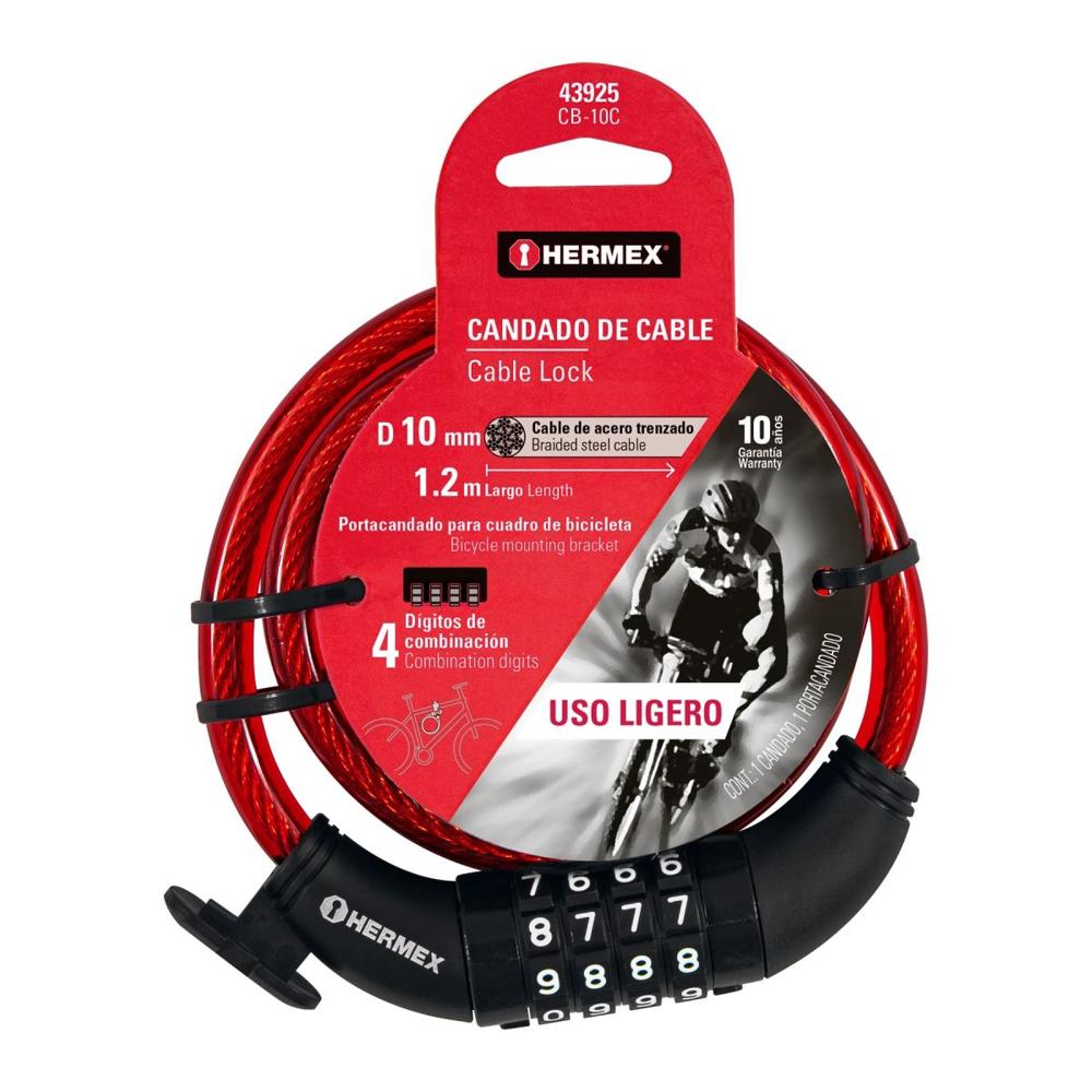 Candado Cadena con Clave 10mm x 1.2 mt para Bicicleta Hermex 43925