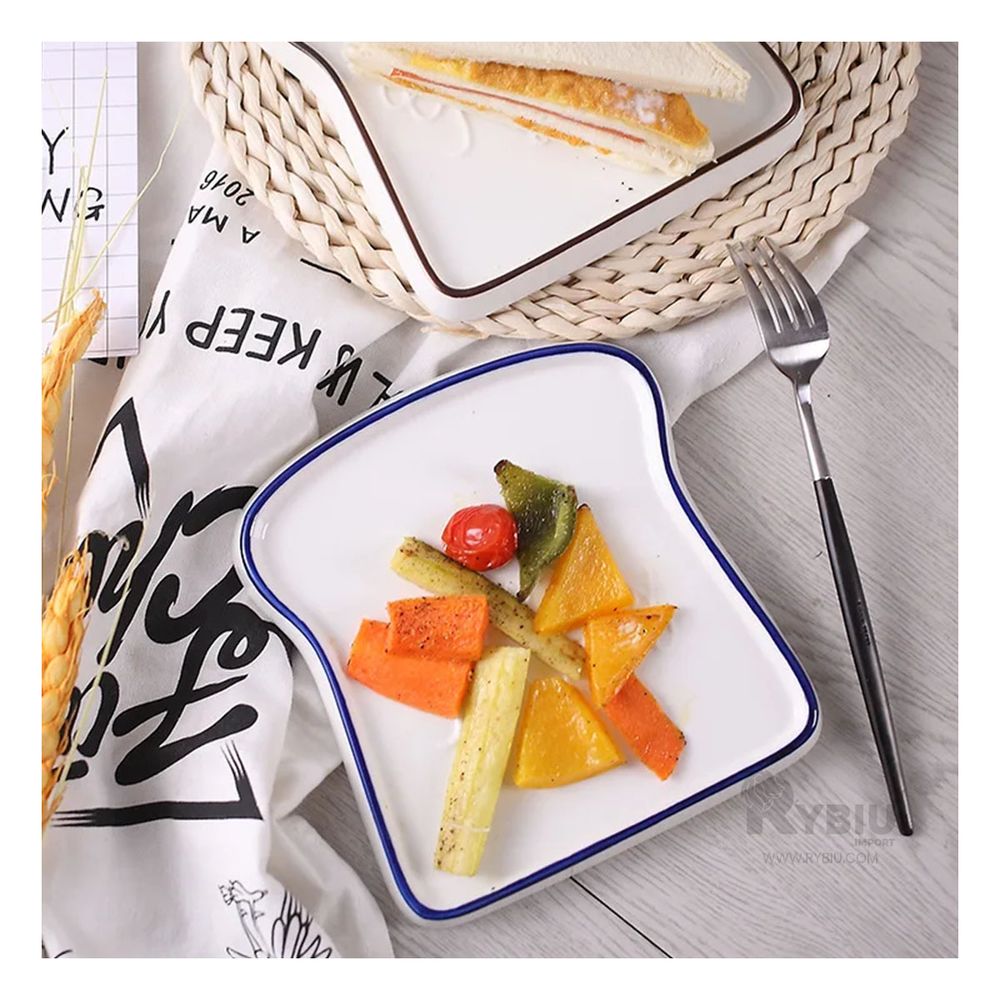 Bandeja Ceramica en Forma Tostada Azul Y+Post-it adhesivos