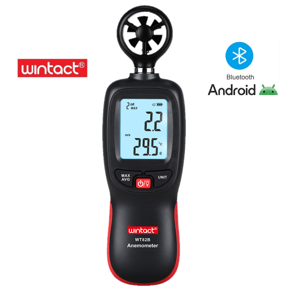 Anemómetro Profesional Medidor de Velocidad de Viento con Bluetooth - WINTACT WT82B