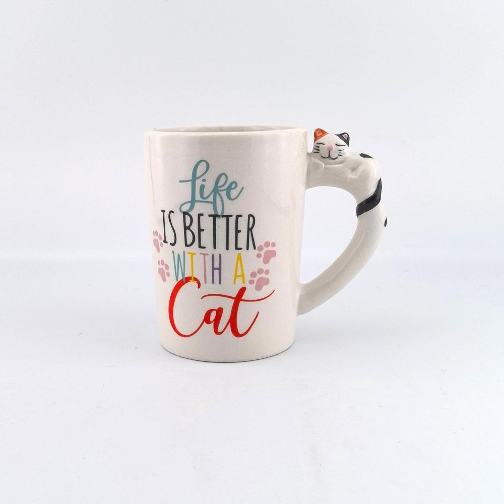 Taza Cerámica Life Better With Cats Blanco
