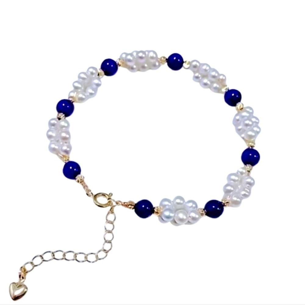 Pulsera de Perlas Japonesas y Muranos con Accesorios Dorados Marialu Creaciones