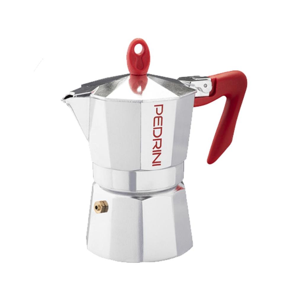 Cafetera Pedrini Moka Asa Roja Aluminio 3 tazas