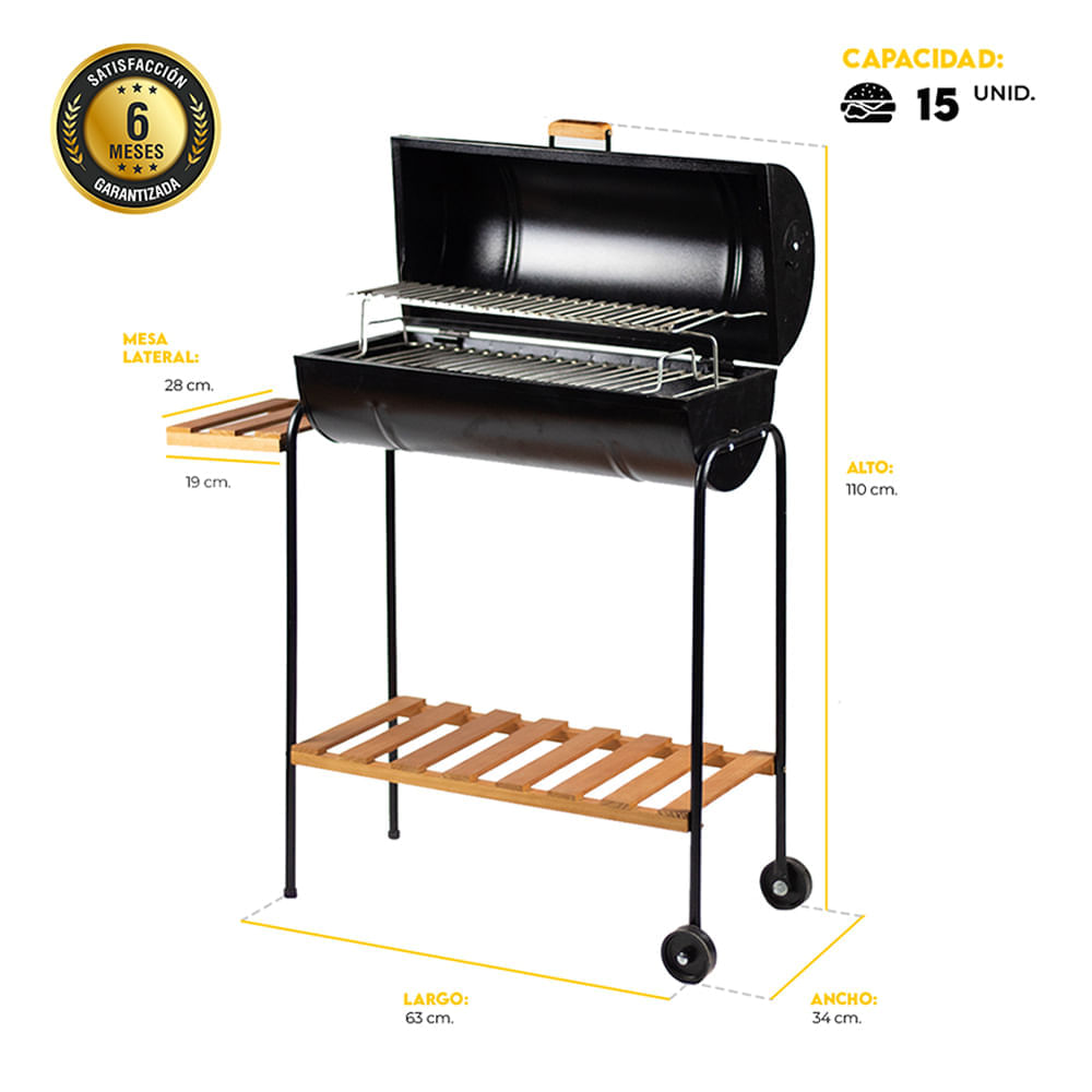 PARRILLA GRILL CILINDRICA C/TAPA DELUXE