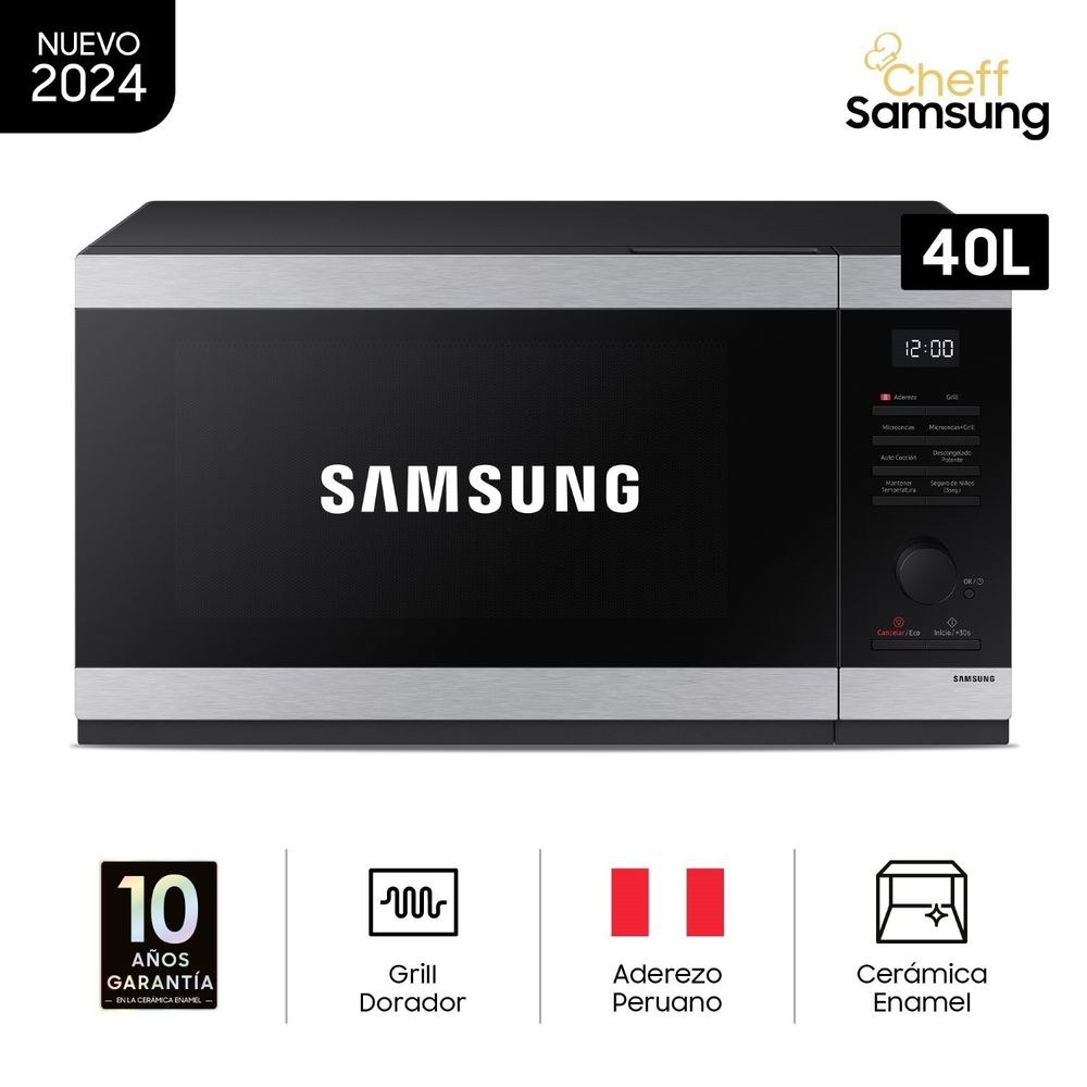 Microondas Cheff Samsung con Grill Dorador 40L MG40DG5524ATPE