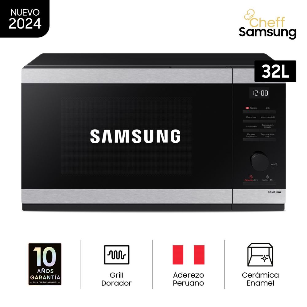 Microondas Cheff Samsung con Grill Dorador 32L MG32DG4524ATPE