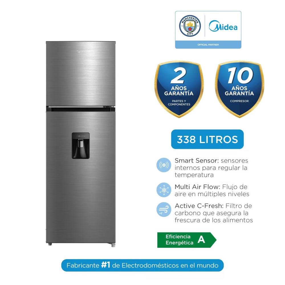 Refrigeradora de 338 Lts No Frost con Dispensador de Agua Midea MDRT489MTR46PEW Inox