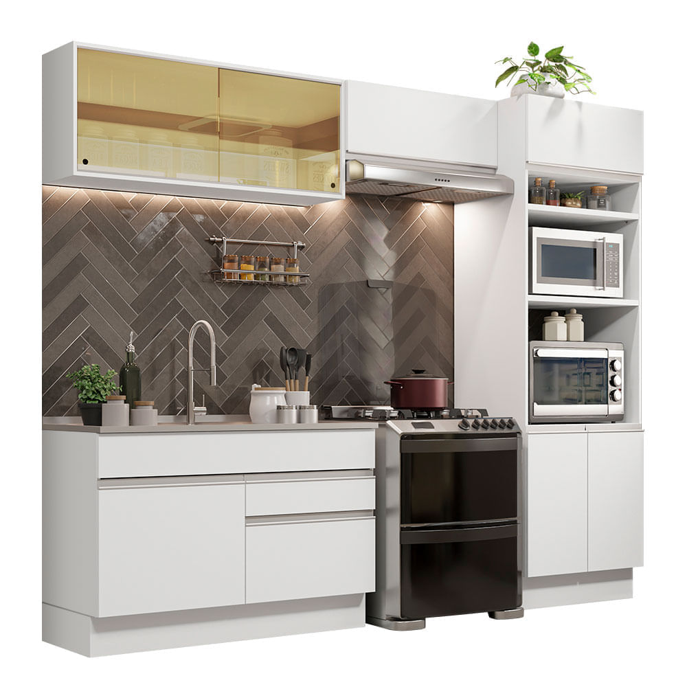 Mueble de Cocina Integral Glamy 270 cm Blanco 12