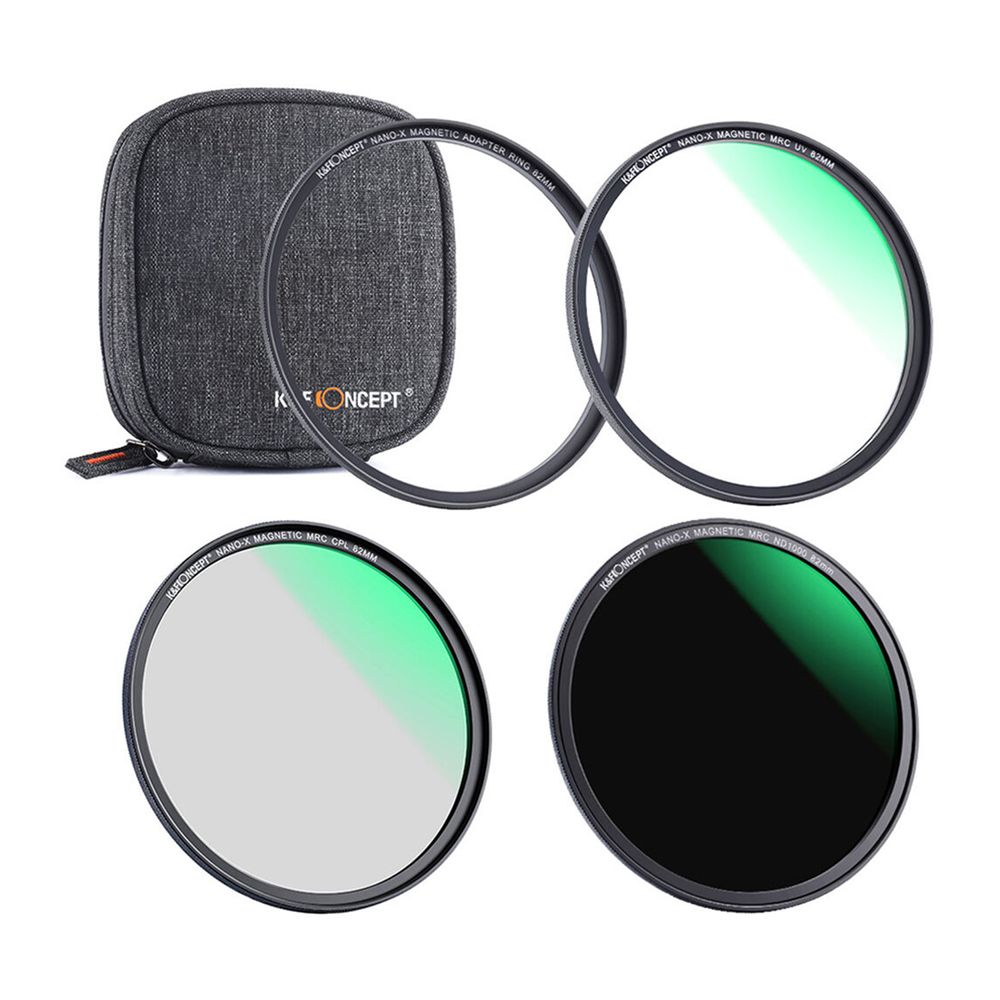Kit filtros magnéticos UV, polarizado, ND1000 + CASE - K&F Concept - 72mm