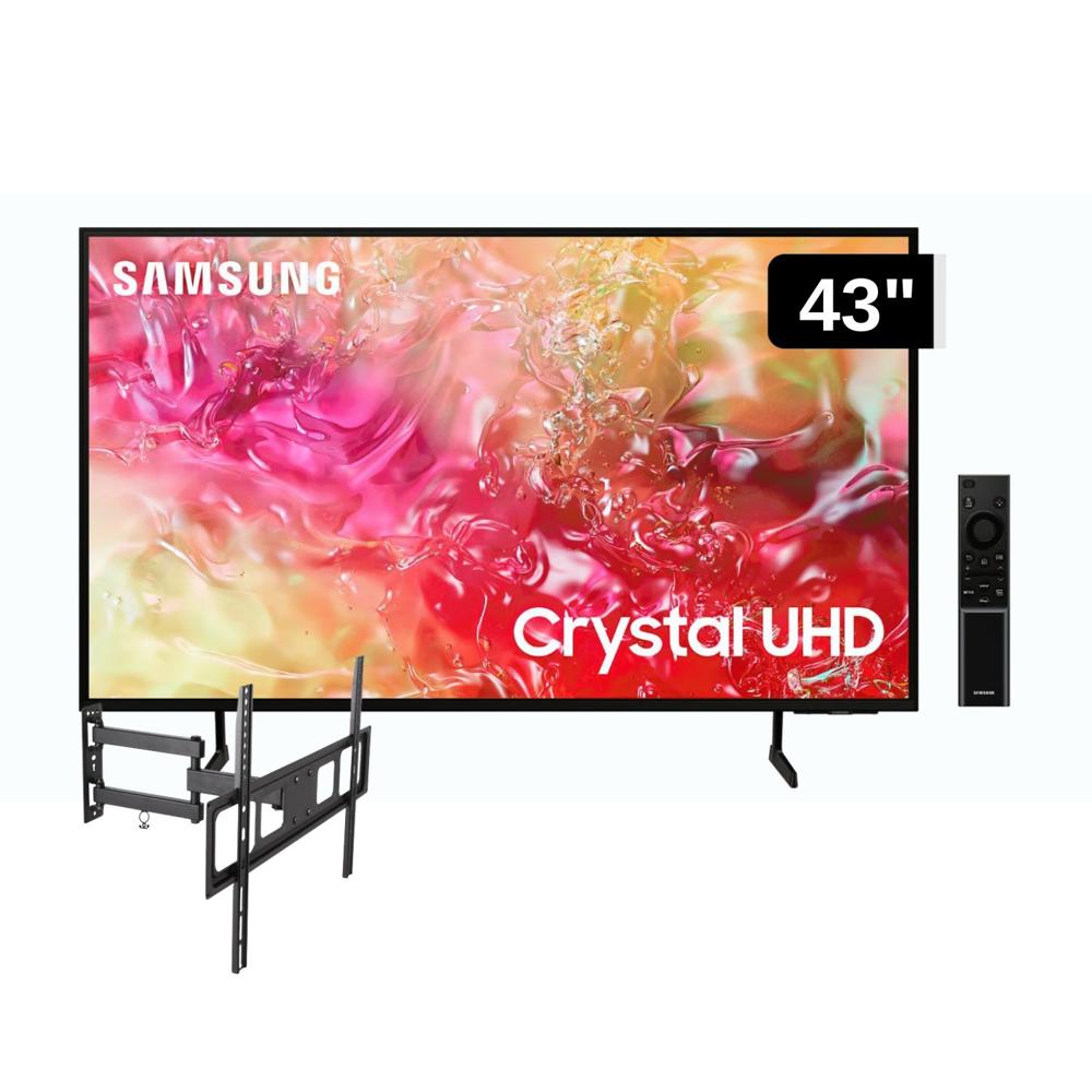 Televisor Samsung LED 43'' Crystal UHD 4K 43DU7000 Tizen OS Smart TV + Rack Giratorio