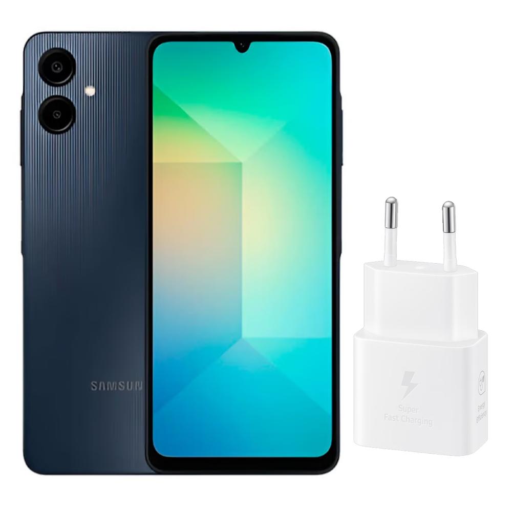 Galaxy A06 4GB Ram 64GB Negro + Adaptador 25w Blanco