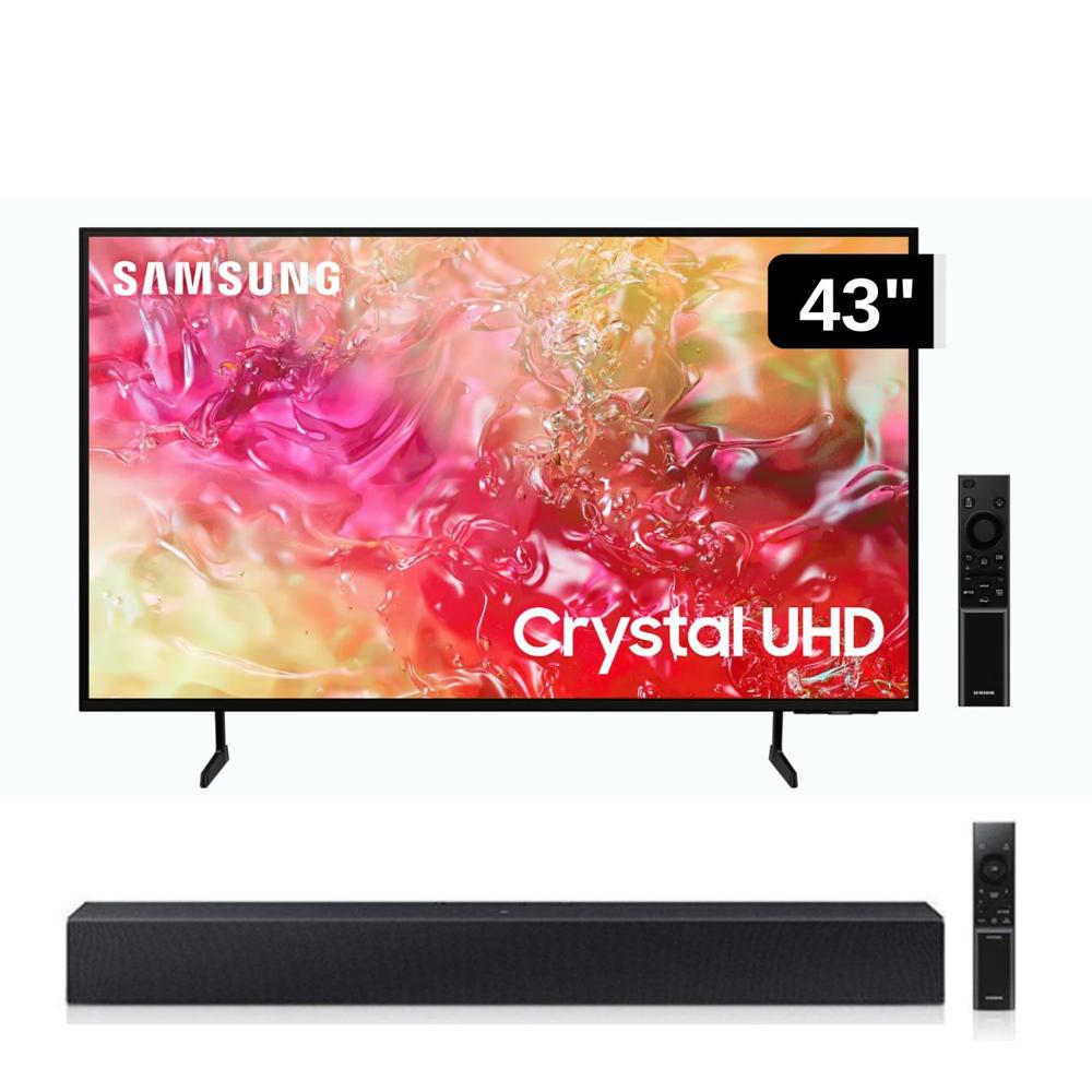 Televisor Samsung LED 43'' Crystal UHD 4K 43DU7000 Tizen OS Smart TV + Soundbar HW C400