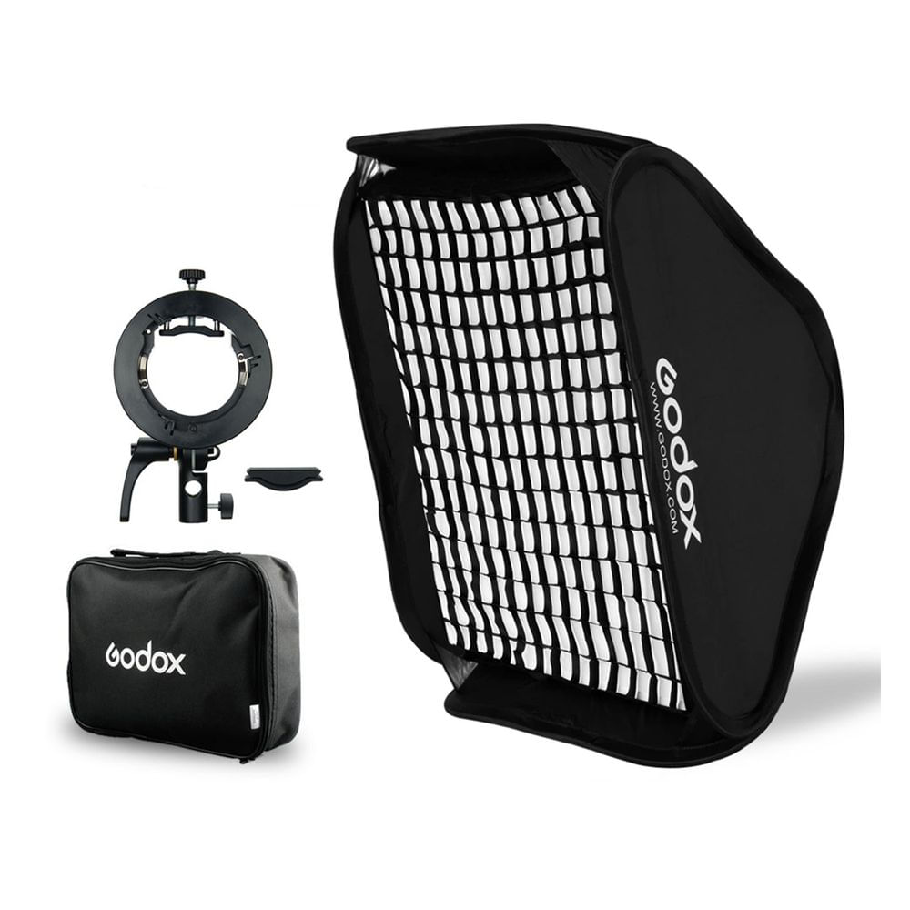 Softbox Godox 60x60cm incluye estuche + grilla + Bracket S2 Montura Bowens