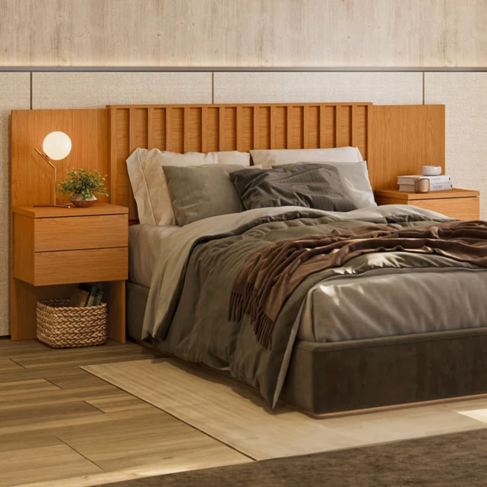 Cabecera con Velador Zeke Marrón R&R MUEBLES Cabecera con Velador Zeke Marrón R&R MUEBLES