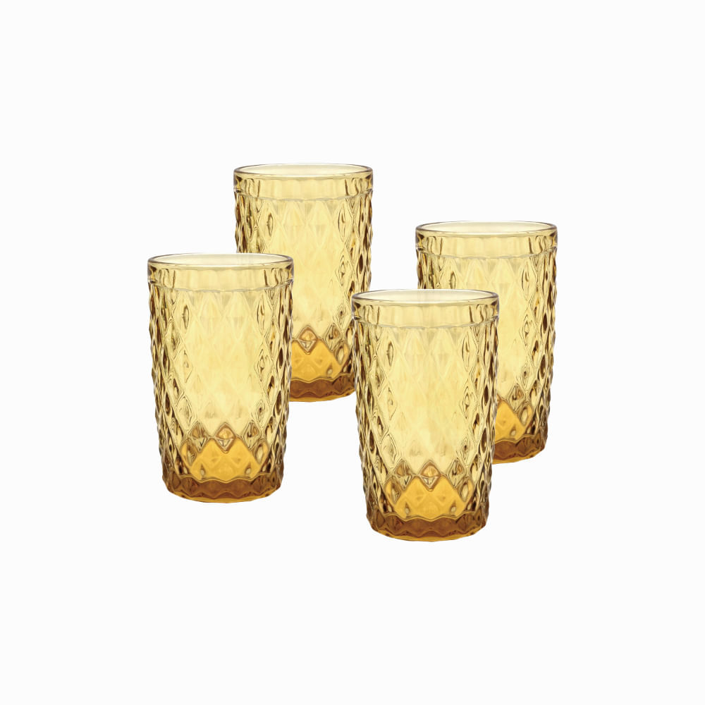 Set X4 Vaso Vidrio Ambar