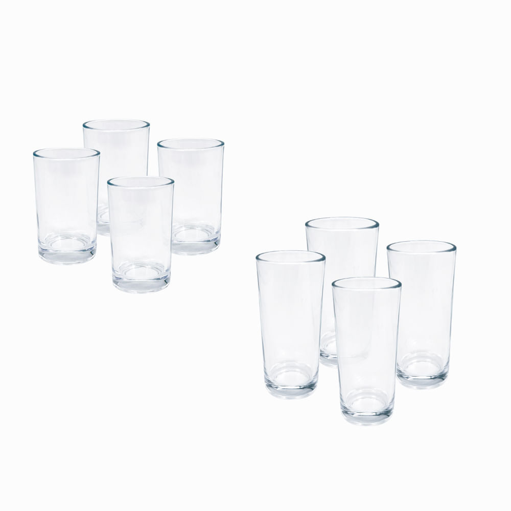 Set X8 Vasos Alto Y Bajo