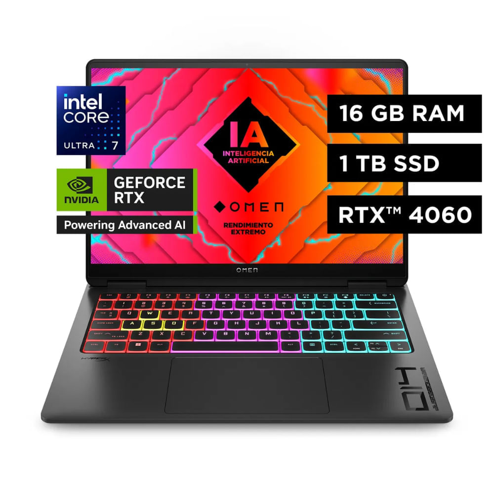 Laptop HP OMEN Transcend 14-fb0001la 14 NVIDIA GeForce RTX 4060 Intel Core Ultra 7 16GB RAM 1TB SSD Shadow black