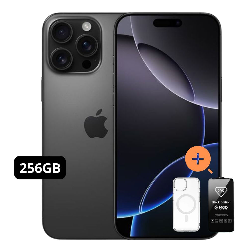 Apple iPhone 16 Pro Max ESIM 256GB - Black Titanium + Mica y Case