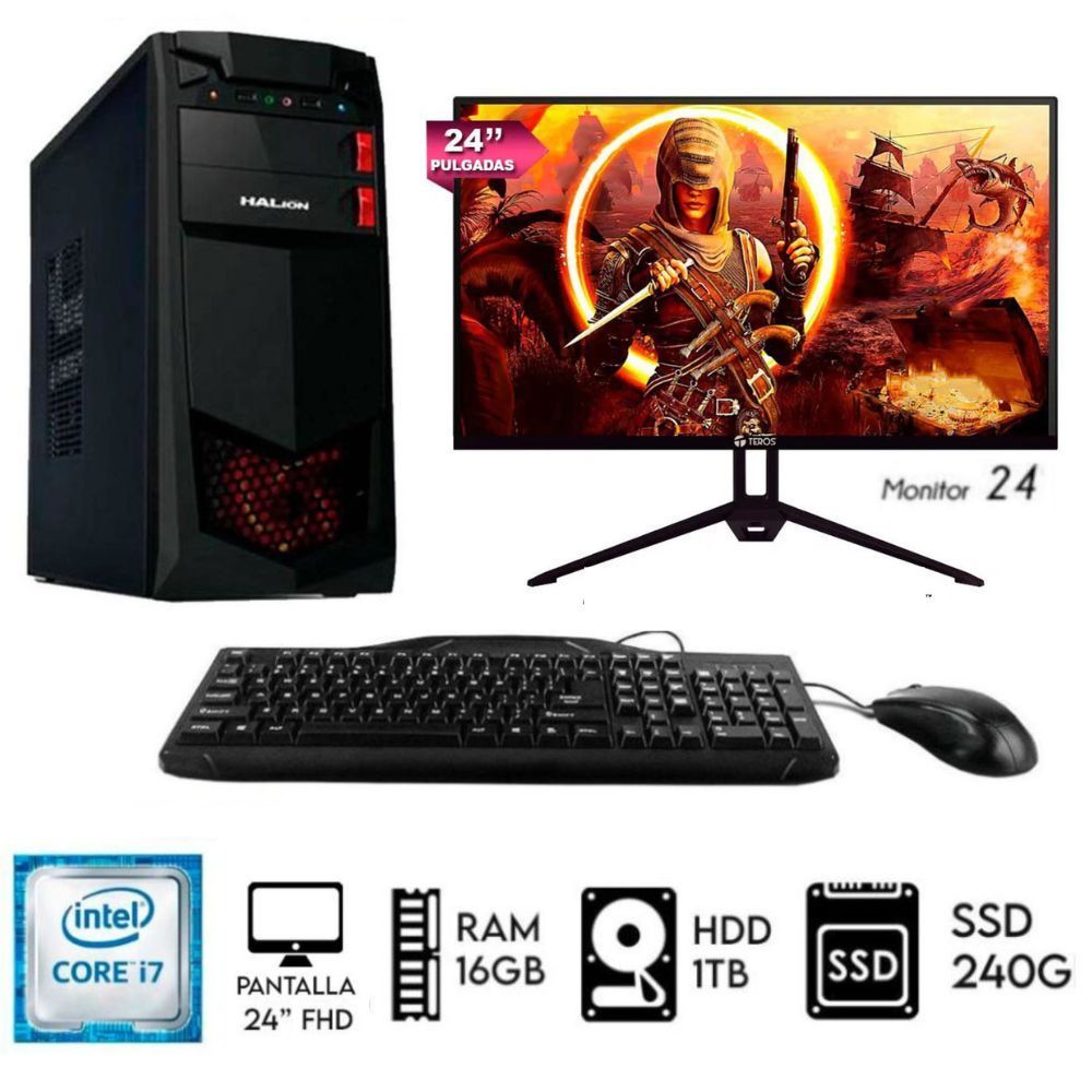 Computadora Pc Intel Core i7 3.2ghz Ram 16GB Disco 1TB+SSD240GB Monitor 24´´FHD